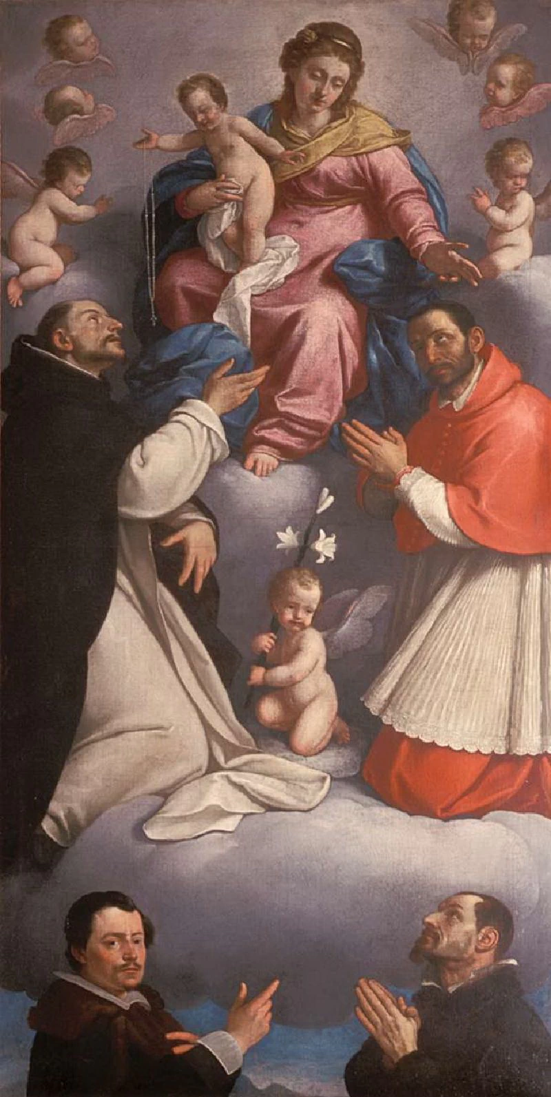 Madonna del rosario con San Domenico e San Carlo